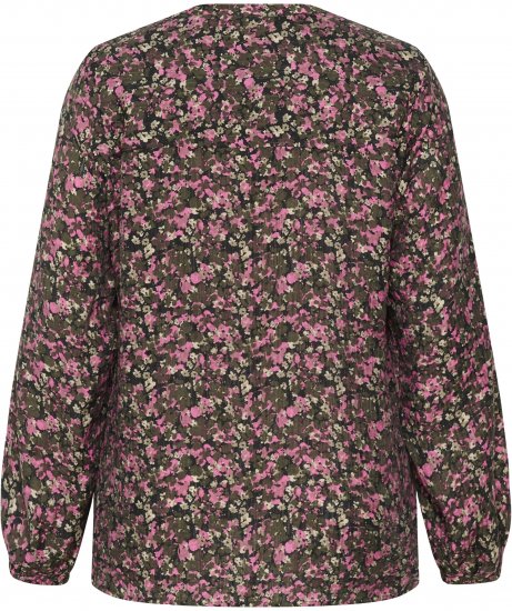 Kaffe Curve Belle Blouse Pink Black Graphic Flower - Блузи - 