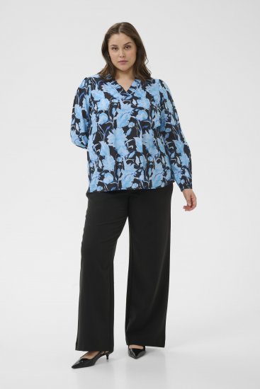 Kaffe Curve Sasja Блуза с дълъг ръкав Blue Snake Flower - Блузи и туники - 