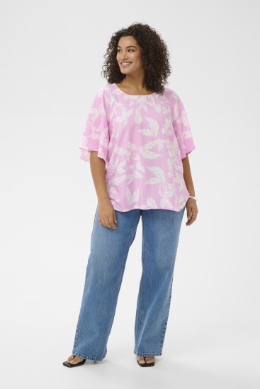 Kaffe Curve Marla Blouse Pink Frosting Chalk Leaf - Блузи - 