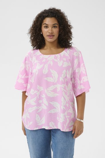 Kaffe Curve Marla Blouse Pink Frosting Chalk Leaf - Блузи - 