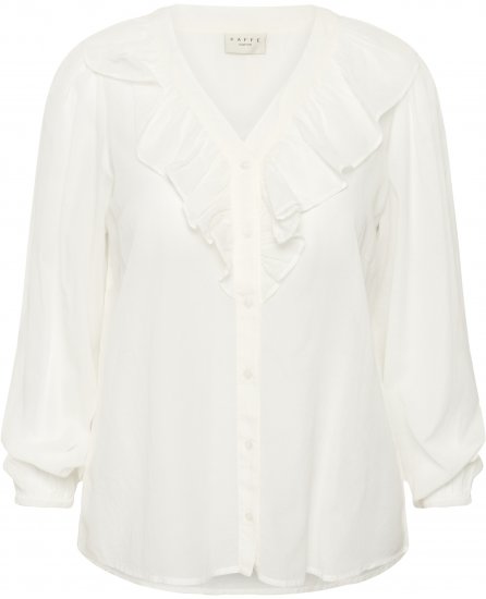 Kaffe Curve Lana Frill Blouse White - Блузи - 