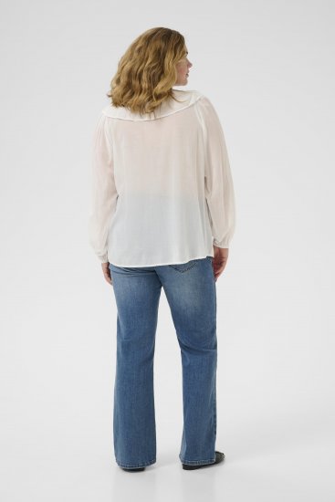 Kaffe Curve Lana Frill Blouse White - Блузи - 
