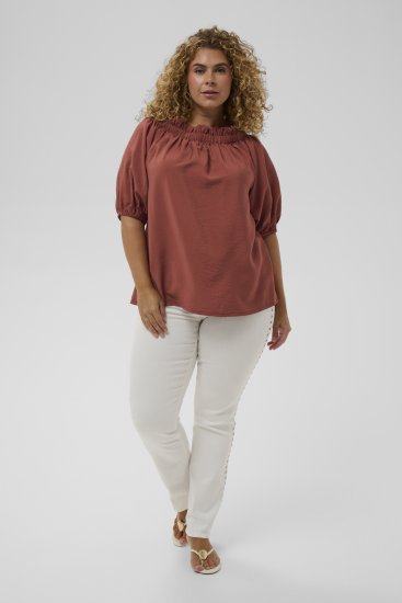 Kaffe Curve Neela Off-Shoulder Blouse Henna Brown - Блузи и туники - 