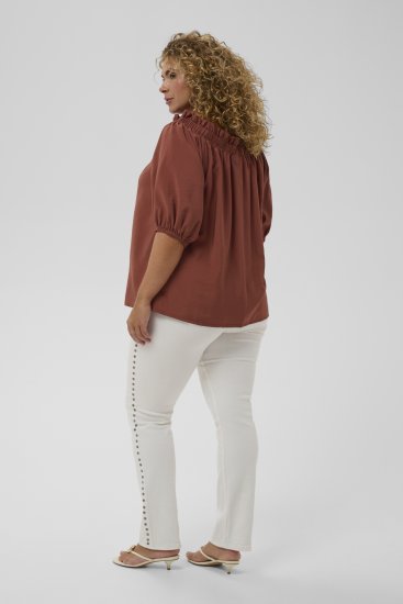 Kaffe Curve Neela Off-Shoulder Blouse Henna Brown - Блузи и туники - 