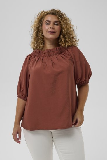 Kaffe Curve Neela Off-Shoulder Blouse Henna Brown - Блузи и туники - 