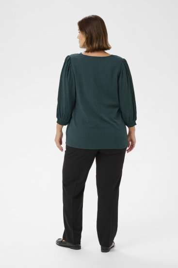 Kaffe Curve Pippi Blouse 3/4 Sleeve Magical Forest Green - Блузи и туники - 