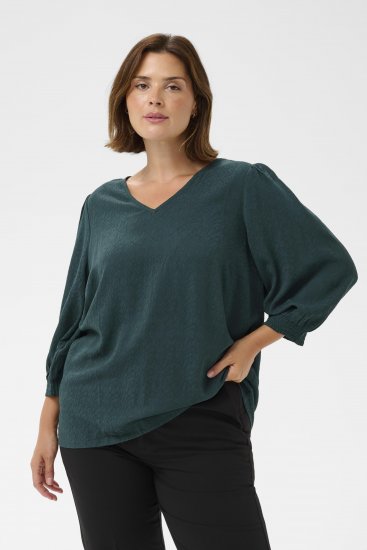 Kaffe Curve Pippi Blouse 3/4 Sleeve Magical Forest Green - Блузи и туники - 