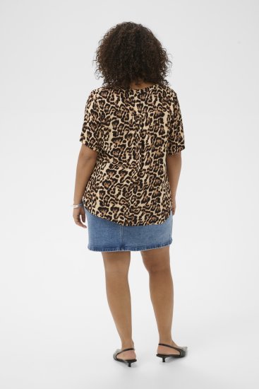 Kaffe Curve Ami Short Sleeve Blouse Printed Leopard - Блузи и туники - 