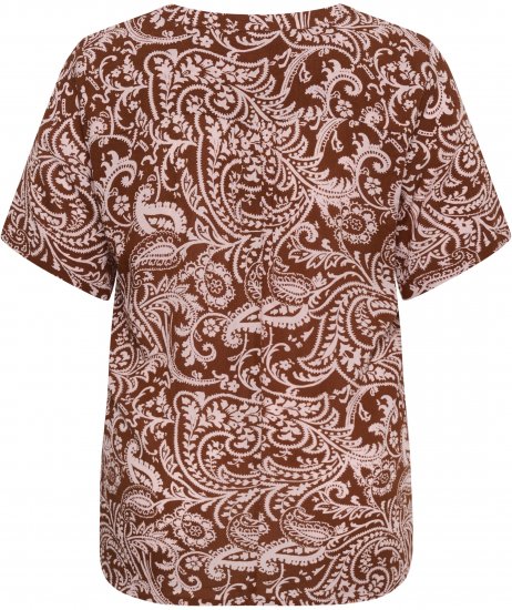 Kaffe Curve Ami Short Sleeve Blouse Printed Henna Brown - Блузи и туники - 