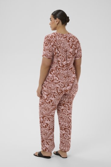 Kaffe Curve Ami Short Sleeve Blouse Printed Henna Brown - Блузи и туники - 