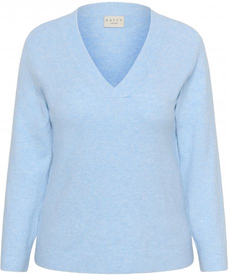 Kaffe Curve Jilanda V-Neck Pullover Blue - Пуловери и Трикотаж - 