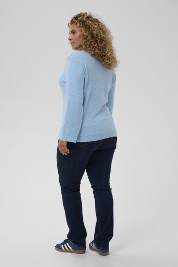 Kaffe Curve Jilanda V-Neck Pullover Blue - Пуловери и Трикотаж - 