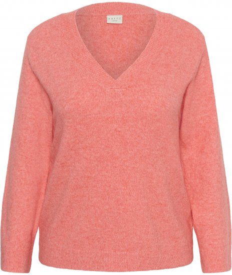 Kaffe Curve Jilanda V-Neck Pullover Red - Пуловери и Трикотаж - 