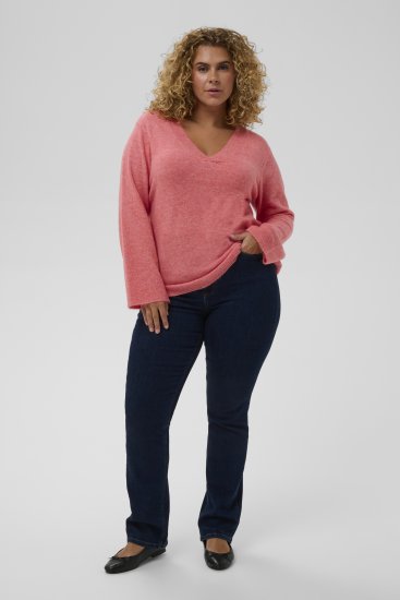 Kaffe Curve Jilanda V-Neck Pullover Red - Пуловери и Трикотаж - 
