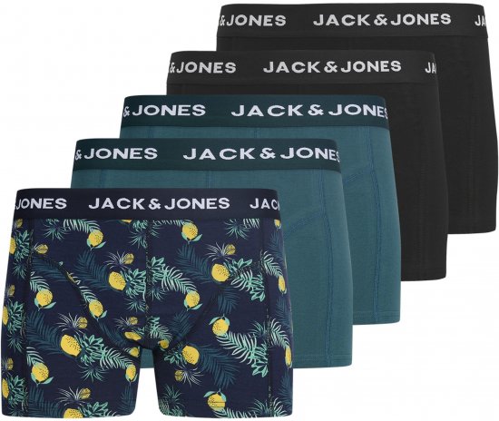 Jack & Jones Jake Lemon 5-Pack Trunks Black/Blue - Боксерки - мъжки боксерки големи размери