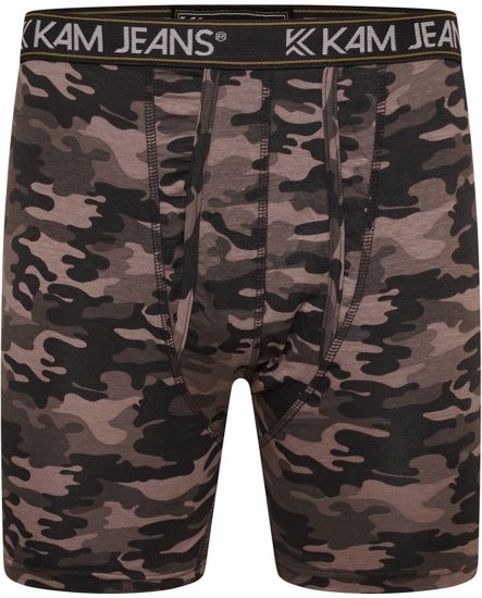 Kam Jeans 813 Camo Print Boxers Charcoal Khaki - Боксерки - мъжки боксерки големи размери