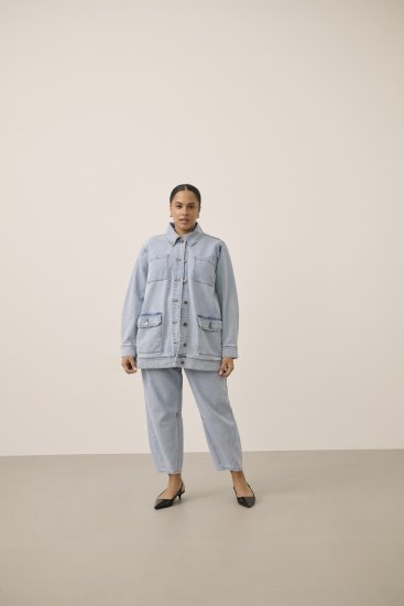 Kaffe Curve Ninna Casual Jacket Light Blue Washed - Якета - 