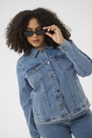 Kaffe Curve Vilana Denim Jacket Washed Blue - Дънкови якета - 