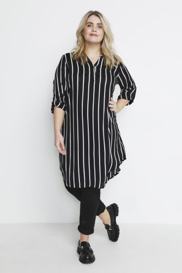 Kaffe Curve Milana Shirt Рокля Черен / Chalk райе - Рокли - 