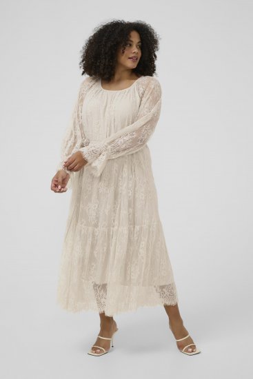 Kaffe Curve Amalie Lace Dress Moonbeam - Миди рокли - 