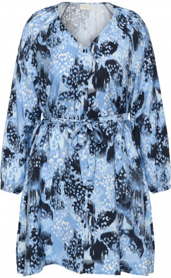 Kaffe Curve Aliana Dress Blue Flower Animal - Миди рокли - 