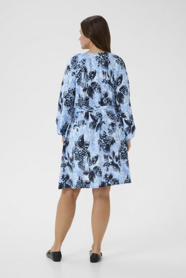 Kaffe Curve Aliana Dress Blue Flower Animal - Миди рокли - 