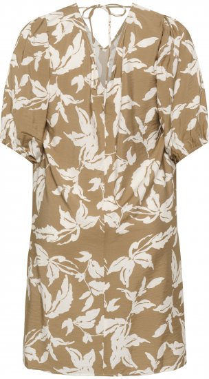 Kaffe Curve Marla Dress Oak Chalk Leaf - Миди рокли - Дамски миди рокли в големи размери