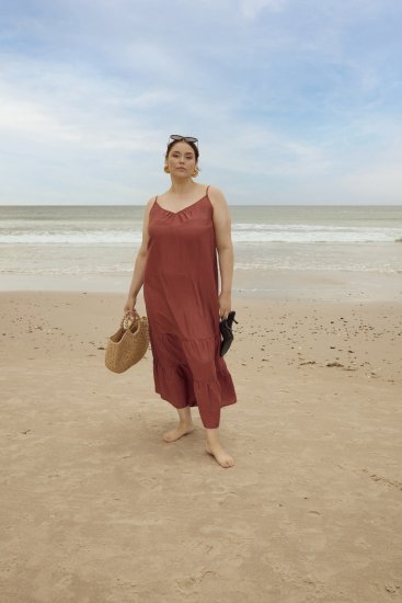 Kaffe Curve Emilia Dress Henna Brown - Макси рокли - 