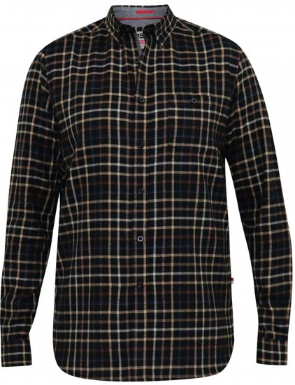 D555 Destin Checked Long Sleeve Shirt Black/Tan Check - Ризи с дълги ръкави - 