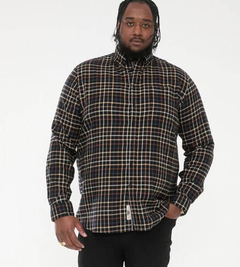 D555 Destin Checked Long Sleeve Shirt Black/Tan Check - Ризи с дълги ръкави - 