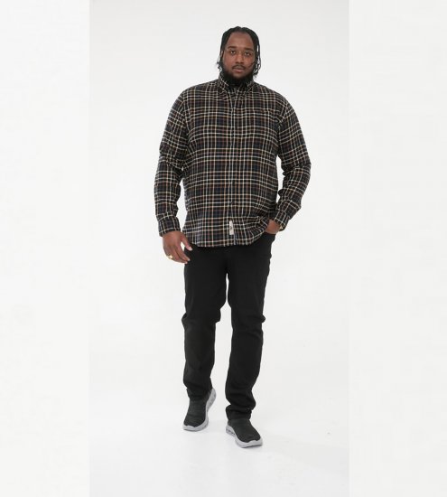 D555 Destin Checked Long Sleeve Shirt Black/Tan Check - Ризи с дълги ръкави - 