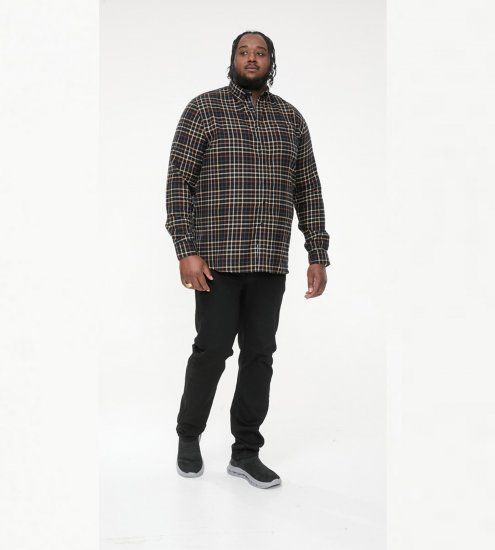 D555 Destin Checked Long Sleeve Shirt Black/Tan Check - Ризи с дълги ръкави - 