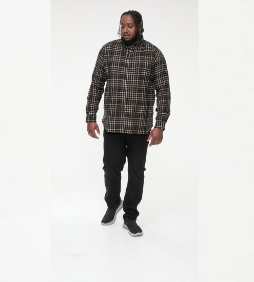 D555 Destin Checked Long Sleeve Shirt Black/Tan Check - Ризи с дълги ръкави - 
