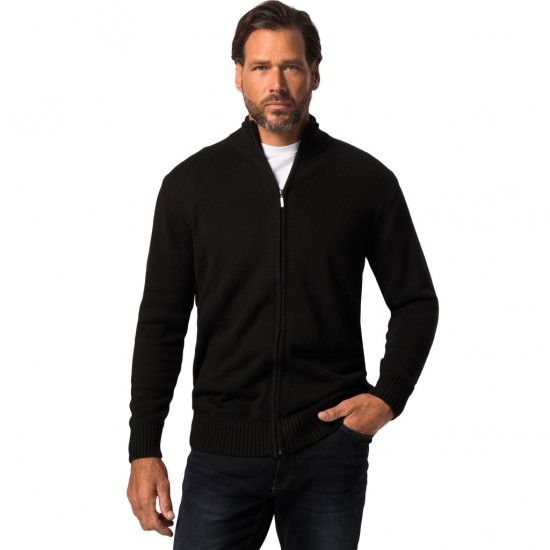 JP1880 Cardigan Knitted with Zipper Black TALL - МЪЖКО ОБЛЕКЛО MT-6XLT - дрехи за високи мъже