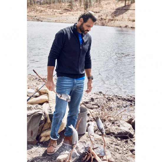 JP1880 Cardigan Knitted with Zipper Navy TALL - МЪЖКО ОБЛЕКЛО MT-6XLT - дрехи за високи мъже