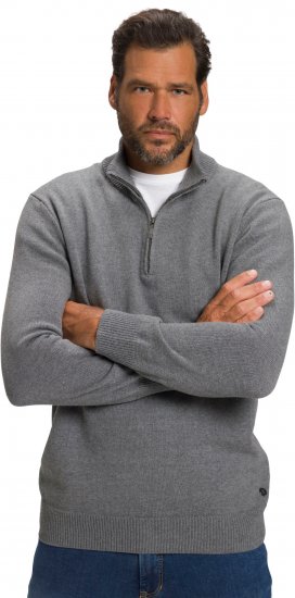 JP1880 Sweater Quarter Zipper Grey - Суичъри & cуичъри с качулка - мъжки суичъри големи размери