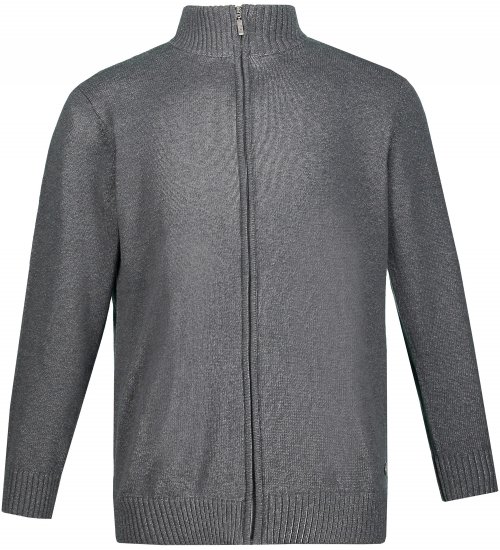 JP1880 Cardigan Knitted with Zipper Grey - Суичъри & cуичъри с качулка - мъжки суичъри големи размери