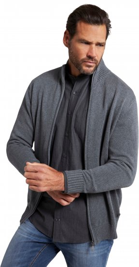 JP1880 Cardigan Knitted with Zipper Grey - Суичъри & cуичъри с качулка - мъжки суичъри големи размери