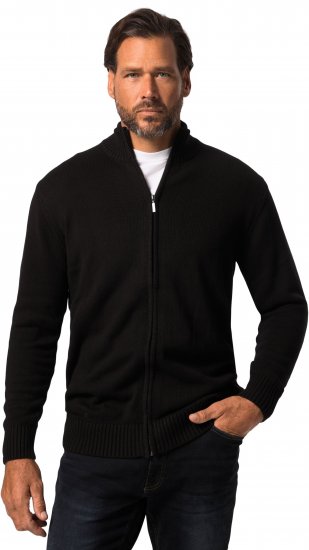 JP1880 Sweater Knitter with Zipper Black - Суичъри & cуичъри с качулка - мъжки суичъри големи размери