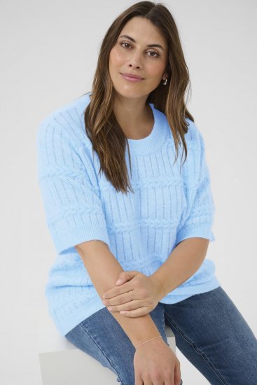 Kaffe Curve Minia Pullover Powder Blue Melange - Плетени пуловери - 