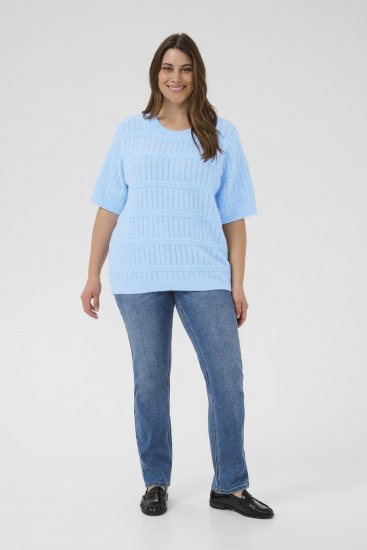 Kaffe Curve Minia Pullover Powder Blue Melange - Плетени пуловери - 
