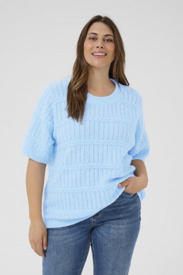 Kaffe Curve Minia Pullover Powder Blue Melange - Плетени пуловери - 