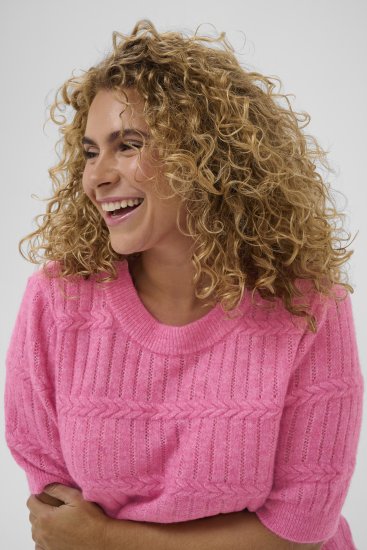 Kaffe Curve Minia Pullover Pink Power Melange - Плетени пуловери - 