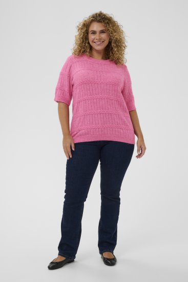 Kaffe Curve Minia Pullover Pink Power Melange - Плетени пуловери - 