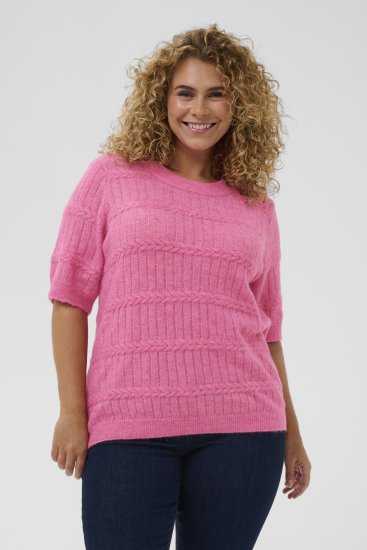 Kaffe Curve Minia Pullover Pink Power Melange - Плетени пуловери - 