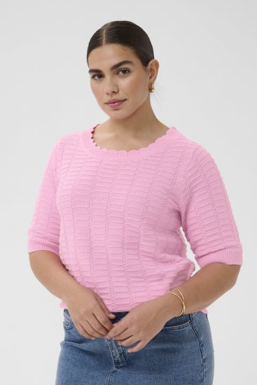 Kaffe Curve Lotia Pullover Pink Frosting - Плетени пуловери - 