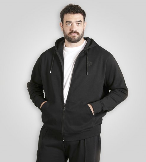 Duke Kenilworth Pin Tuck Sleeves Zip Through Hoodie Dark Navy - Суичъри & cуичъри с качулка - мъжки суичъри големи размери
