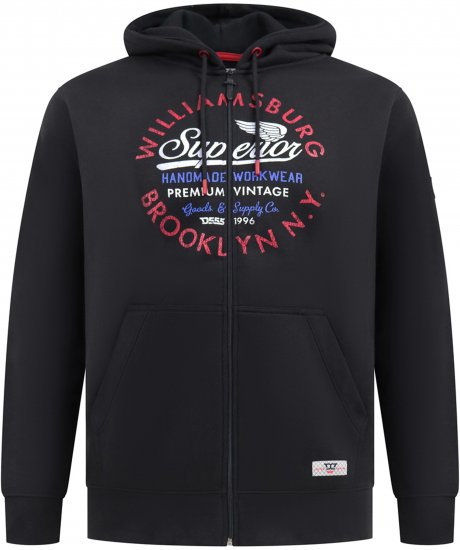 Duke Southampton Brooklyn Chest Print Full Zip Hoodie Black - Суичъри & cуичъри с качулка - мъжки суичъри големи размери
