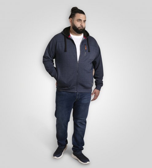 D555 Mansfield Hoodie with Zipper Navy - Суичъри & cуичъри с качулка - мъжки суичъри големи размери