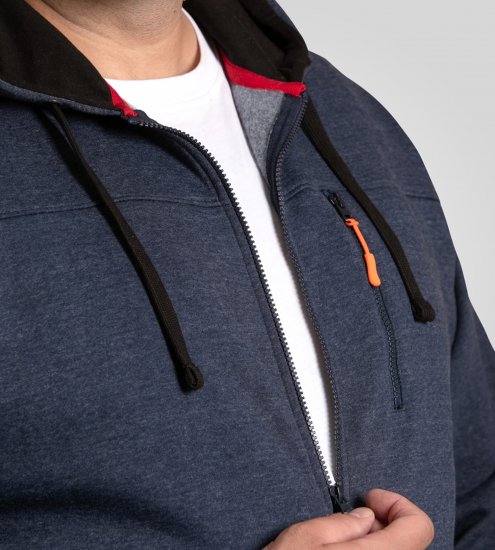 D555 Mansfield Hoodie with Zipper Navy - Суичъри & cуичъри с качулка - мъжки суичъри големи размери